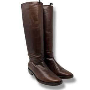 ANNE KLEIN Riding Tall Boots Knee High Women's 6 Brown Leather Slip On